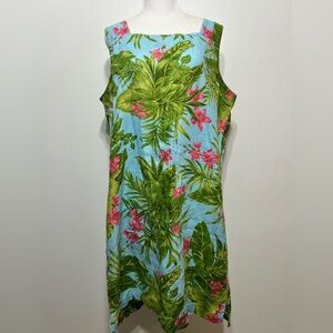 Jones New York Sport Linen Tropical Floral Sleeveless Dress